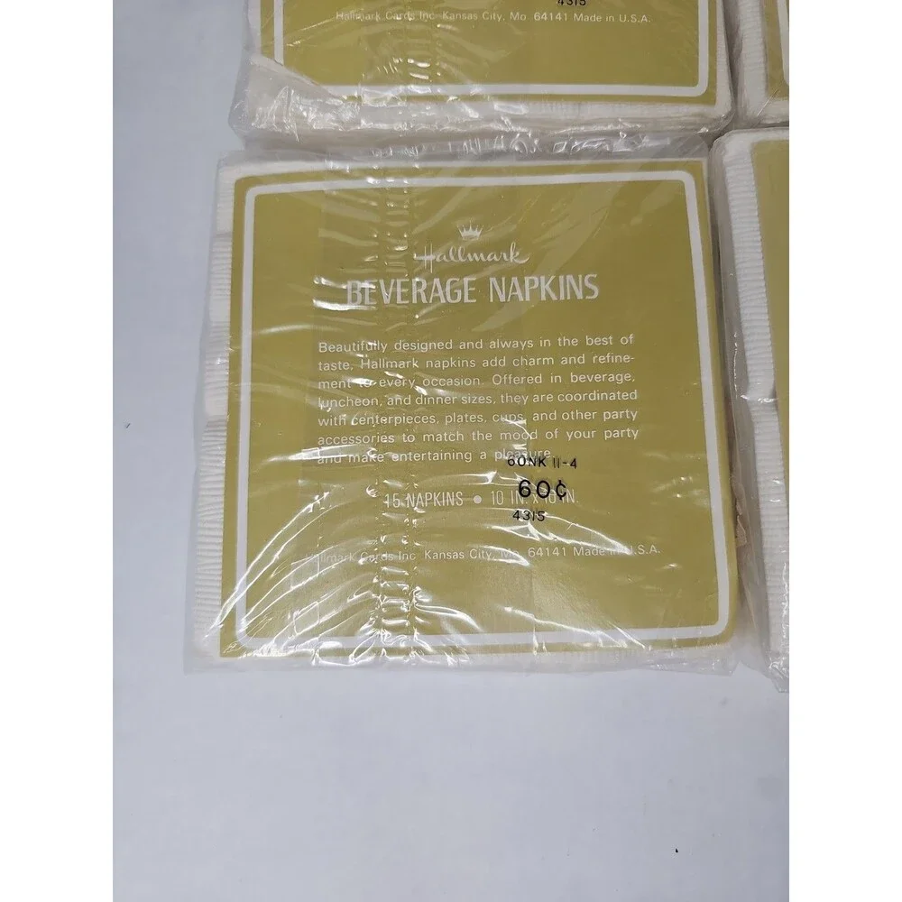 Vintage Hallmark Folk Art Heart Beverage Napkins Sealed Lot of 4 Mid Century